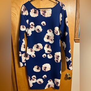 NWT Kardashian Kollection scoop back floral bodycon dress large blue pink white